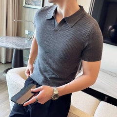 High-quality gray knitted polo on internet