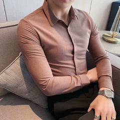 Slim-fit long-sleeve shirt made from flannel fibers - (copia) - chetuno