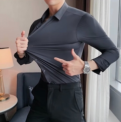 Gray stretch long-sleeve shirt - buy online