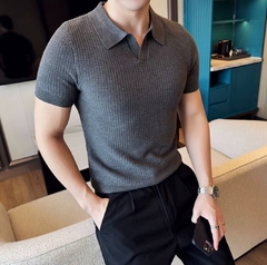 High-quality gray knitted polo - buy online