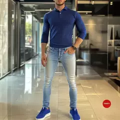 CAMIBUSO TIPO POLO CELESTE SLIM FIT algodón 100 % colombiano - comprar en línea