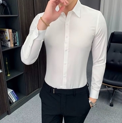 High-quality slim-fit white long-sleeve men's shirt - buy online