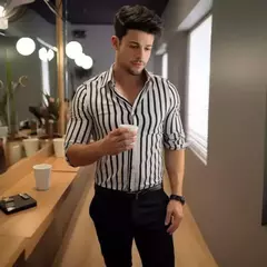 CAMISA SLIM FIT NEGRA MANGA CORTA on internet