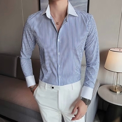 Luxury fabric shirt with striped collar - buy online