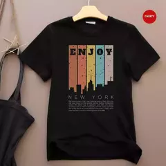 CAMISETA NEGRA ENJOY (hecha en algodon colombiano) - comprar en línea