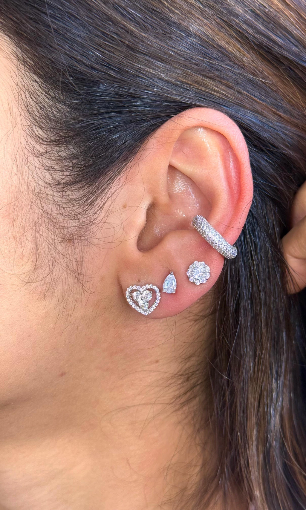 BRINCO CORAÇÃO CRAVEJADO- PRATA 925