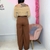 Calça Natalia Alfaiataria com cinto - Marrom - loja online