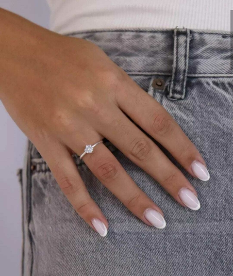 Anel Solitário - Banhado a Prata