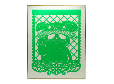 Papel picado Gato Garbancero enmarcado