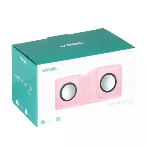 CAIXA DE SOM 2.0 USB 5V 2X 1W COM CONTROLADOR DE VOLUME ROSA - VS-01R