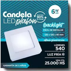 PLAFON LED EMBUTIR CUADRADO 6W DIA CANDELA - comprar online