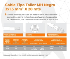 CABLE T.TALLER 3 X 1.50 MM. MH X METRO en internet