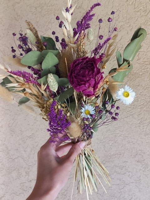 Ramo seco grande con flor tonos lila - comprar online