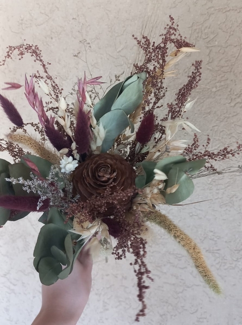 Ramo seco grande con flor de cedro tonos marrones - comprar online