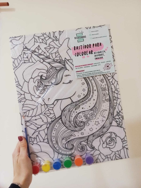 Bastidor Para Pintar Unicornio 40x30cm Con 6 Temperas - comprar online