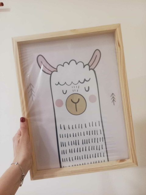 Cuadro LLAMA con Marco de Madera y vidrio