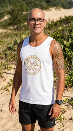 Camiseta Regata CONDEMAGNO – MAR & MONTANHA | Prainha Golden Edition