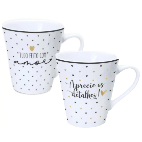 MINI CANECA CÔNICA GRATIDÃO PREMIUM 150ML PORCELANA - CAIXA COM 60 UNIDADES