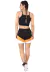 Cropped Preto + Shorts Com Faixas Preto Com Branco e Amarelo Conjunto Fitness | REF: LX052 - MUSA FIT