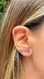 Brinco Cristal Turmalina Rosa, Quartzo Rosa, Cristal Citrino Ear Cuff