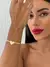 Pulseira Folheado a Ouro 18k Fita Laminada Com Coração Martelado
