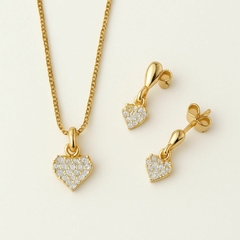 Conjunto Dourado Coração Cravejado - comprar online