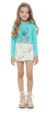 Kit 2 Conjuntos Invantil de Viscolycra com Shorts Saia de Crepe Estampado Sortido - 2 blusas + 2 shorts saia