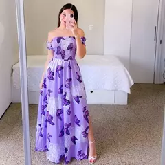 Elegante feminino fora do ombro midi - Elyseon