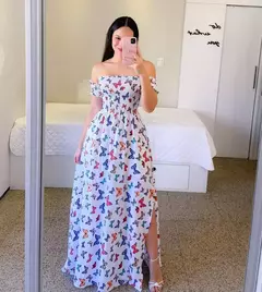 Imagem do Elegante feminino fora do ombro midi