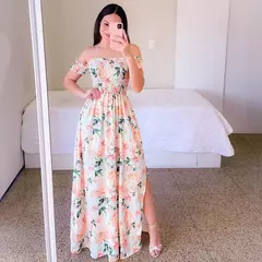 Elegante feminino fora do ombro midi