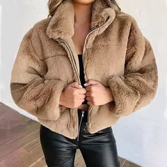 Primavera venda feminino zíper cardigan de pelúcia casaco quente