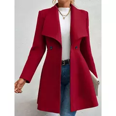 Mia musa casacos femininos inverno cor sólida manga longa lapela botão-up casa - comprar online