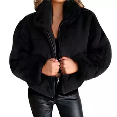 Primavera venda feminino zíper cardigan de pelúcia casaco quente