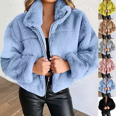 Primavera venda feminino zíper cardigan de pelúcia casaco quente