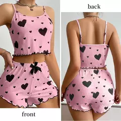 Conjunto de pijamas femininos pijamas 2 peças regata curta e shorts branco - comprar online