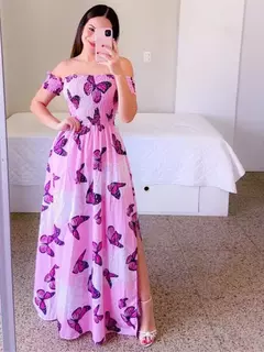 Imagem do Elegante feminino fora do ombro midi