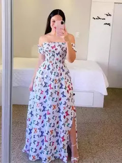 Elegante feminino fora do ombro midi - Elyseon