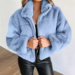 Primavera venda feminino zíper cardigan de pelúcia casaco quente - Elyseon