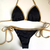 Biquini Cortininha Bicolor Preto Dourado Fio Duplo - comprar online