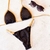 Biquini Cortininha Bicolor Preto Dourado Regulável - comprar online
