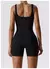Imagem do Seamless Square Neck Threaded Shorts Macacão para Mulheres, Fitness, Beleza, Yoga, Secagem Rápida, Respirável