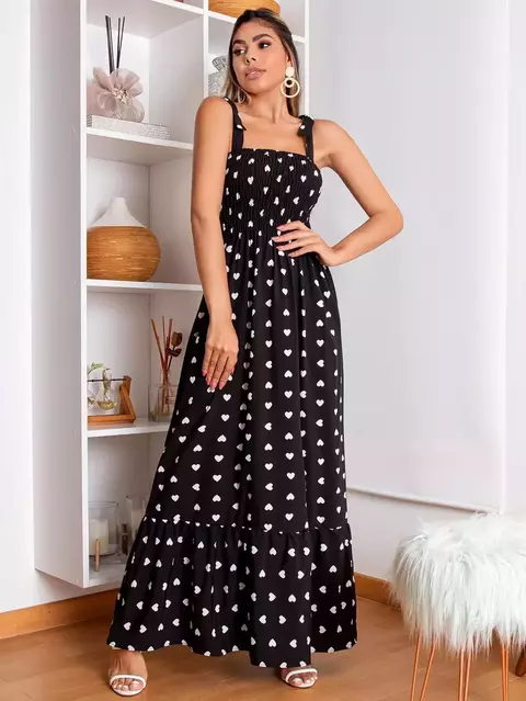 Vestido Sanfonado Com Estampa