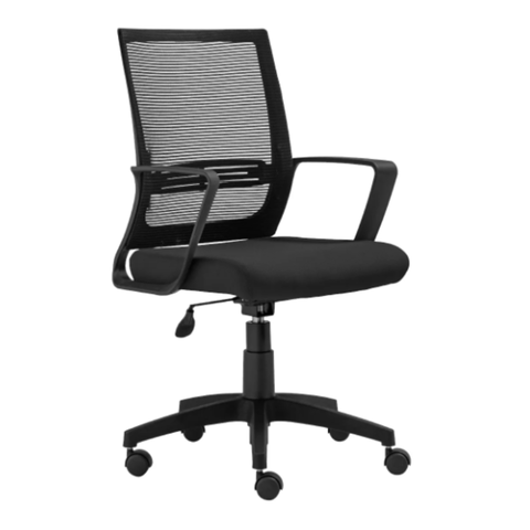 Cadeira Executiva Maia Em Tela - Tecido Preto - Base em Aço