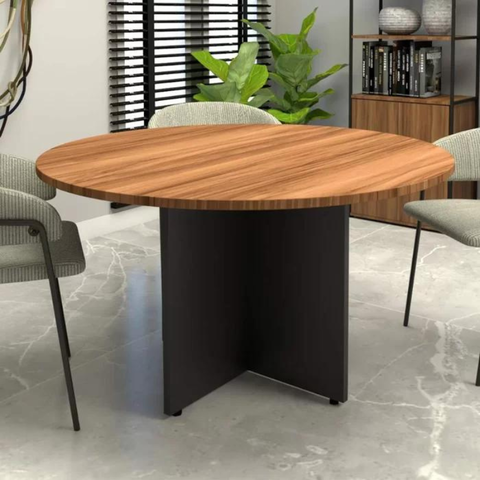 Mesa De Reunião Redonda 25 mm - 1,20 m - Sevilha Com Preto - comprar online