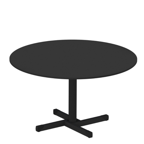 Mesa De Reunião Redonda Pé De Aço - 1,20 m - Tampo em 15 mm - Preto - comprar online