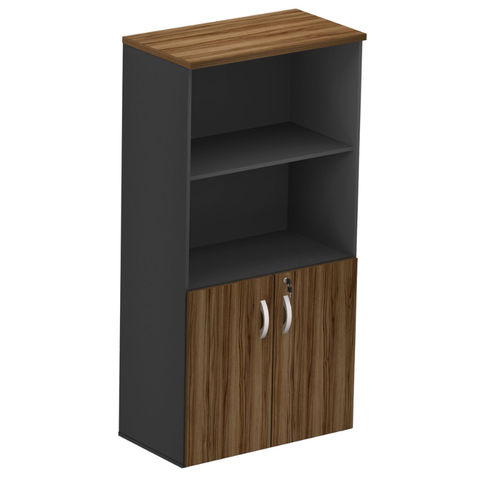 Armário Diretor Semi Aberto - 25 mm - Nogal Com Preto