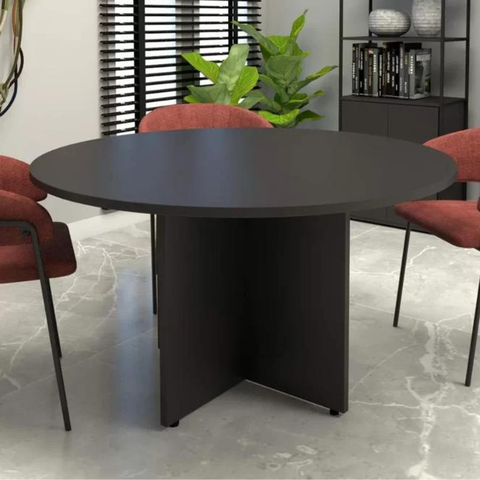 Mesa De Reunião Redonda 25 mm - 1,20 m - Preto - comprar online