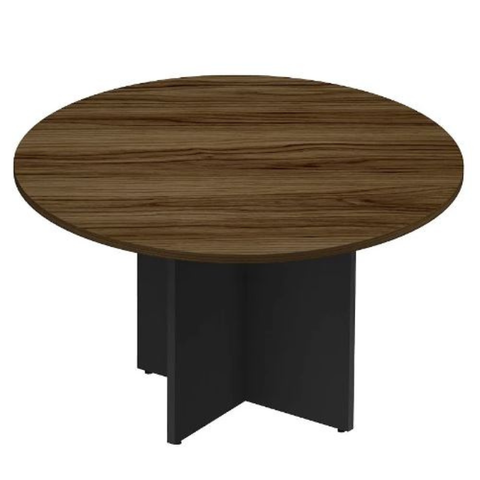 Mesa De Reunião Redonda 25 mm - 1,20 m - Nogal Com Preto - comprar online