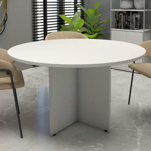 Mesa De Reunião Redonda 25 mm - 1,20 m - Branco