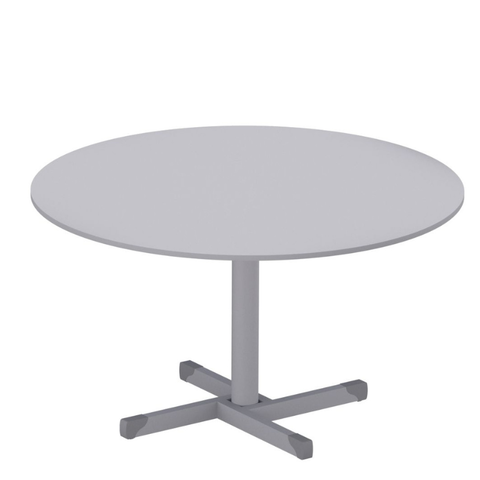 Mesa De Reunião Redonda Pé De Aço - 1,20 m - Tampo em 15 mm - Cinza Cristal